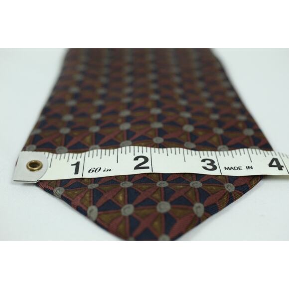 Calvin Klein Mens Silk‎ Tie Multi Color Geometric Navy Burgundy Gray - Picture 3 of 6